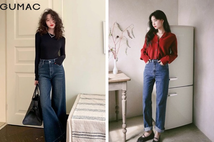 Áo len và quần jeans